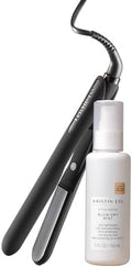 Kristin Ess Flat Iron Straightener + Style Assist Heat Protectant Spray Set - 3/4 Inch Ceramic Mini Straightener for Short Hair - Travel Case - Auto Shut Off by KRISTINESSHAIR