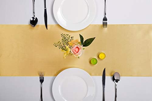 5-Pack Satin Table Runner Light Gold 12 x 108 inches Long, Table Runners for Wedding, Birthday Parties, Banquets Decorations（5 Pack, 12x108 Inch, Light Gold） - Image 2