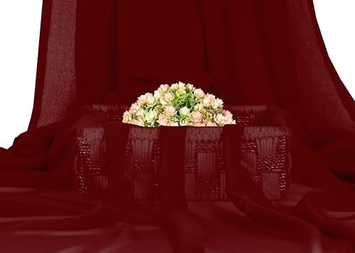 15 Yard Chiffon Fabrics, 44" Wide, Lightweight, Sheer – Maroon - Image 2