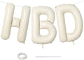 40 Inch Cream HBD Balloons for Boho Birthday Party Decorations, Giant Beige HBD Letter Foil Mylar Balloon Banner Helium Supported, Ivory White Sand Neutral Happy Birthday Sign for Girls Women Boys Men by Lingqiang