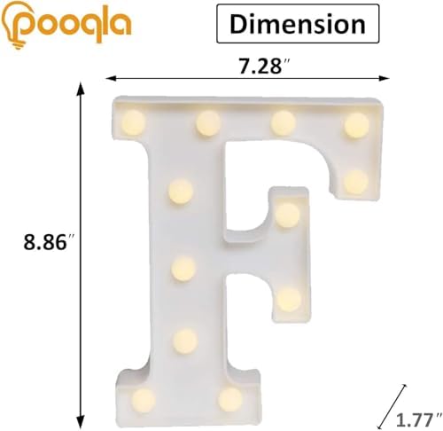 Pooqla LED Light Up Letters, Warm White and Colorful Lighted Marquee Letters with Remote, Lighted Letter for Party Birthday Decorations, Gift for Girls Boys Night Light, Wedding Home Decor, Letter F - Image 6