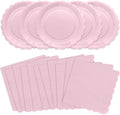 100Pcs Pink Party Supplies Include Pink Paper Plates and Napkins Disposable Pink Scalloped Plates for Birthday Baby Shower Mother’s Day by VEIZEDD