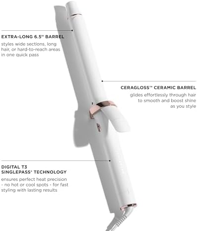 T3 SinglePass Curl X Extra-Long Barrel Curling Iron & Curling Wand, Hair Curler with 9 Heat Settings, Korean Ceramic & ProGlide Clip for Curls, Waves & Shine on Fine, Medium & Thick Hair - Image 3