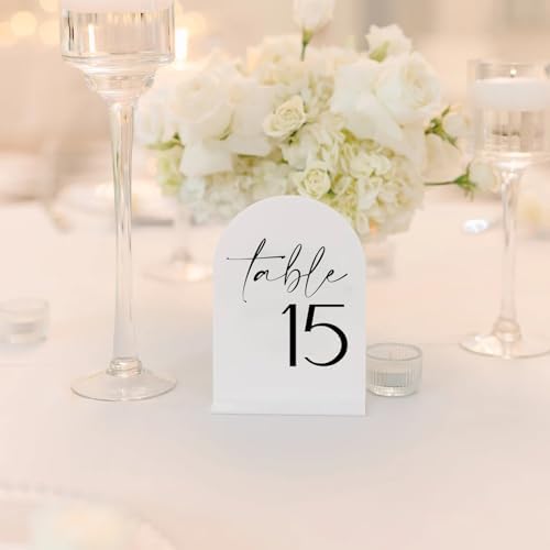 White Arch Acrylic Table Numbers with Stands 1-25, 5x7" White Arched Acrylic Sign and Base, Arch Table Numbers for Centerpiece Wedding Reception - Image 7