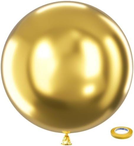 Bezente Metallic Gold Giant Latex Round Balloons 36 Inch 8 Pack by Bezente