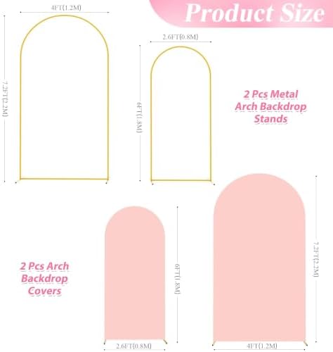 Wokceer Arch Backdrop Stand and Cover Set of 2, 7.2FT,6FT Arch with Cover - Image 2