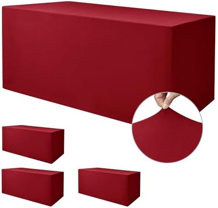 Rectangle Spandex Fitted Tablecloths For Vendor Booths 4 Pcs 72X30 Inch Red by Nasitoshomedecor