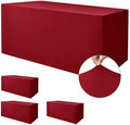 Rectangle Spandex Fitted Tablecloths For Vendor Booths 4 Pcs 72X30 Inch Red by Nasitoshomedecor