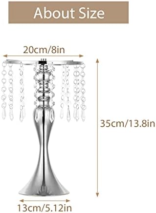 Sziqiqi Silver Floral Centerpiece Riser with Crystal Beads, 10Pcs, 13.8in - Image 4