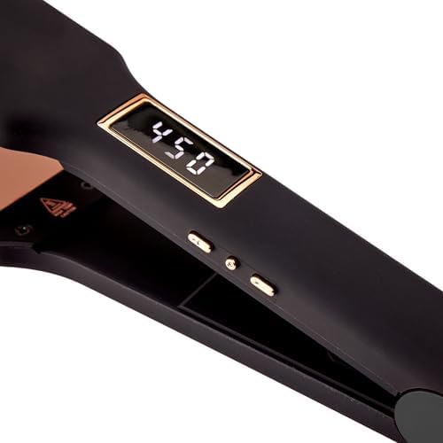 FoxyBae Flat Iron Hair Straightener - TRÉS Sleek 1.75" Wide Plate Titanium Flat-Iron - Dual Voltage Portable Professional Hair Straightener - Hot Tools - Locks Moisture & Shine [Black Rose-Gold] - Image 7
