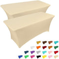 IVAPUPU 2 Pack 6FT Table Cloth for Rectangular Spandex Champagne Cover by IVAPUPU