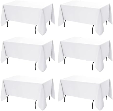 6-Pack White Tablecloths for Rectangle Tables, 60 x 120 Inches by DailySet