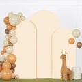 FANPROMS Beige Arch Backdrop Cover Set of 3 Wedding Arch Cover 4x5x6FT Round Top Arch Stand Cover for Fitted Arch Covers Spandex Backdrop Covers Set for Wedding Party Ceremony Decorations by FANPROMS