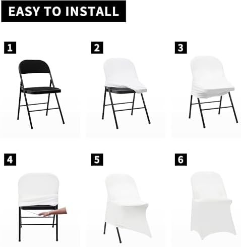 HAINARverS Stretch Spandex Folding Chair Covers 50PCS White, - Image 6