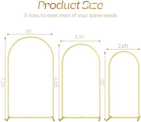 Toolterritary Set of 3 Metal Arch Backdrop Stand with Cover Set, (7.2FT, 6.6FT, 6FT Wedding Arch and Cover Set), Backdrop Arch for Party, Baby Shower, Birthday, and Graduation Ceremony - Image 7