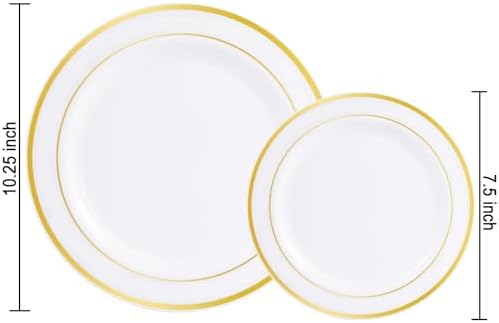 I00000 60 Pcs Gold Plastic Plates, Premium Disposable Gold Plates - Image 4