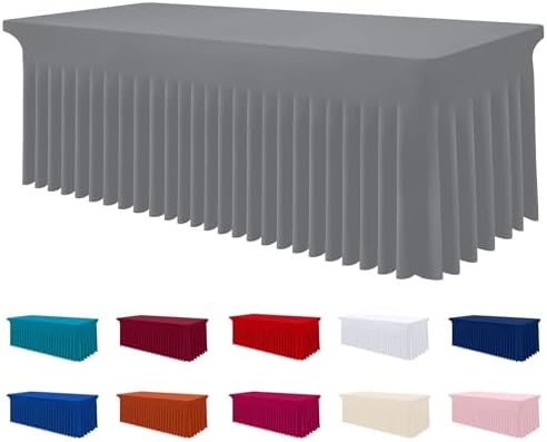 Smiry Spandex Elastic Fitted Table Cloth Skirt for 5FT Rectangle Table by Smiry