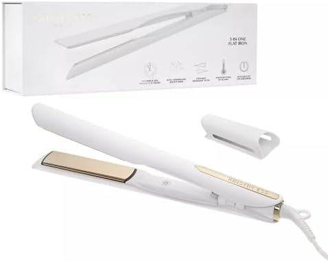 Kristin Ess 3-in-One Professional Titanium Hair Straightener, Curler & Waver for Women - Dual Voltage - 440 Degrees - 1 1/4" - Wet to Dry - Ionic Flat Iron, Curler 2 in 1 - Frizzy, Curly + Thick Hair by KRISTINESSHAIR