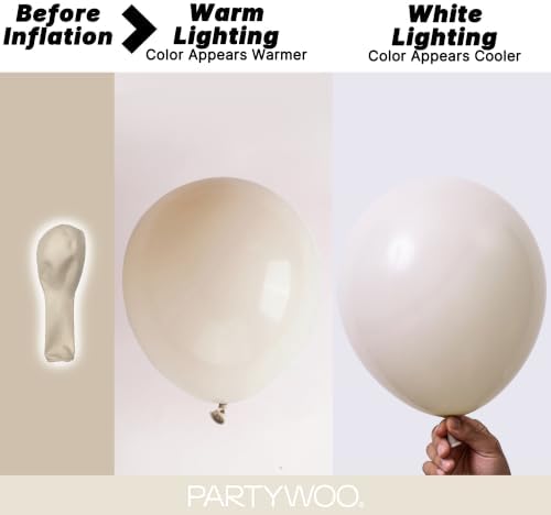 PartyWoo White Sand Balloons 140pcs Off White Beige Cream Ivory Color - Image 3