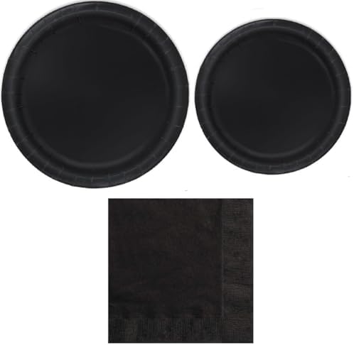 Heavy Duty Black Paper Plate Party Supplies Bundle by Unknown