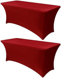 Obstal 8ft Stretch Spandex Table Cover, 2 Pack, Dark Red by Obstal