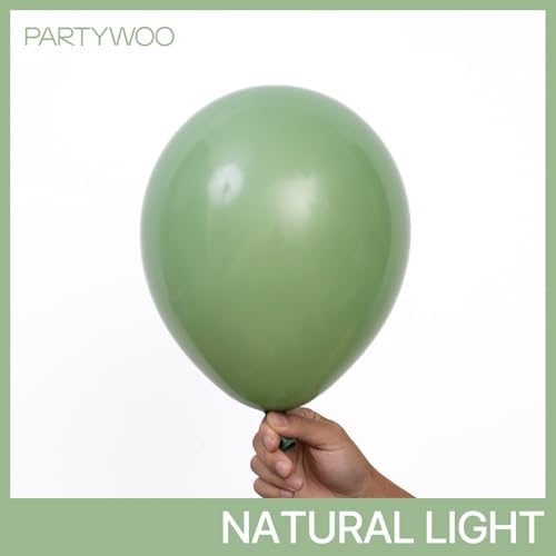 PartyWoo Sage Green Balloons 140pcs Olive Eucalyptus Dusty Green Boho Color - Image 2