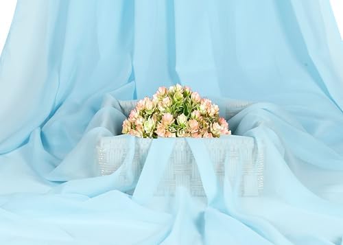 20 Yard Chiffon Fabrics, 44" Wide, Lightweight, Sheer – Aqua Blue - Image 2