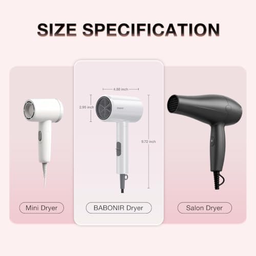BABONIR 1875W Hair Dryer with Diffuser for Curly Hair, Foldable, White - Image 4