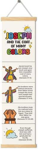 Joseph's Coat of Many Colors Banner, Church Banner, Christian Rustic Hanging Door Flag, Farmhouse Decorations Outdoor Indoor, Church Activity Decor, Bible Lesson, Scripture and Words Decorations by Unknown