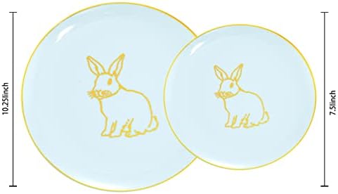 KIRE 60 Pieces Easter plates with Gold Bunny-Mint Green Plastic Plates include 30Pieces 10.25inch Dinner Bunny and 30Pieces 7.5inch Green Dessert/Salad Plates for Easter Day - Image 5
