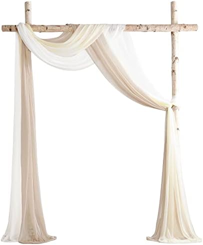 Floroom Wedding Arch Draping Fabric 3 Panels 20Ft Chiffon Fabric Drapes Arbor Drapery Wedding Ceremony Reception Swag Decorations (Nude +Cream +White) by Floroom