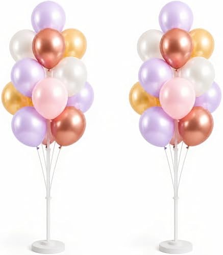 Pastel Pink Balloon Column Kit Set of 2 For Floor or Table by Tosuced