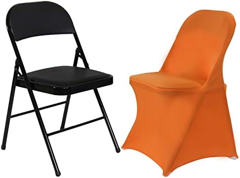 HAINARverS Folding Chair Covers for Wedding, 10pcs Orange - Image 5
