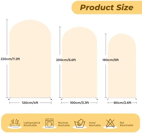 7.2 ft Arch Backdrop Cover Champagne - Double-Sided Spandex Arch Covers Stretchy Backdrop for Balloon Arches Birthday Party Baby Shower Banquet Wedding Photo Background - Image 2