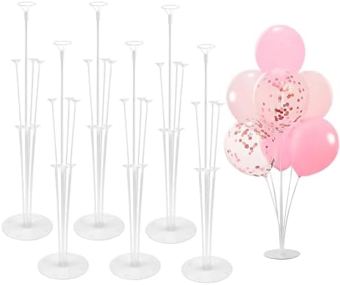 LBNZC 6 Sets Balloon Sticks with Base for Table Balloon Stand Kit for Floor by LBNZC
