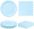 HEIPINIUYE 50 Pcs Light Blue Paper Plates and Napkins Party Supplies Include 7'' Blue Scalloped Plates and 6.5'' Paper Napkins Disposable Tableware Set for Dinner Wedding Birthday Party (Serves 25) by HEIPINIUYE