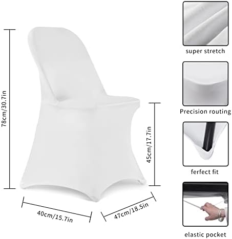 HAINARverS Stretch Spandex Folding Chair Covers, 100PCS Upgrade White| - Image 4