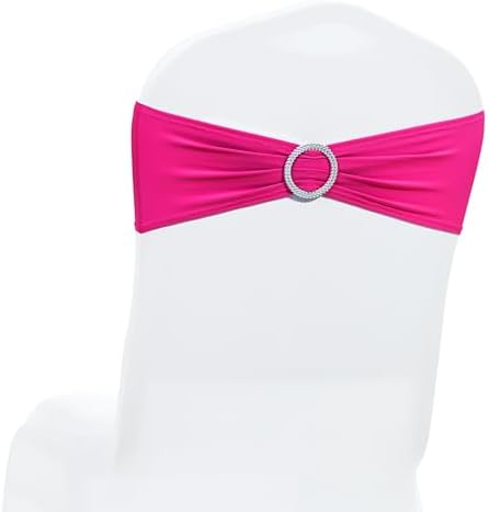 MDS Pack of 50 Spandex Chair Sashes for Wedding Party & Event – Magenta by MDS