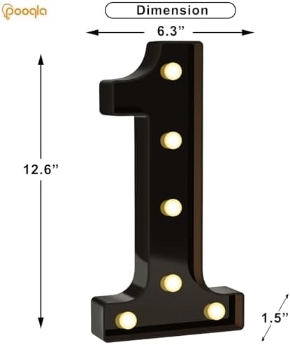 Pooqla 1st Birthday Decorations for Boys, Large Black Light Up Numbers - Image 4