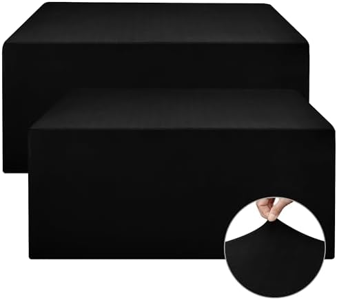 Nasitos Black Rectangle Spandex Fitted Table Clothes 2 Pack 72x30 in by Nasitoshomedecor