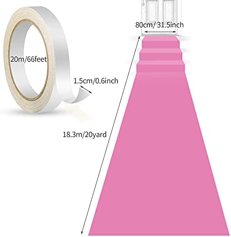Pink Carpet Runner for Wedding Party Aisle with Tape - Image 2
