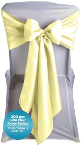 Leading Linens 200 pcs Yellow 108"x8" Satin Bow Sash Chair Cover Decoration by LeadingLinens