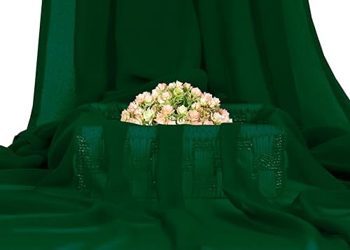 10 Yard Chiffon Fabrics, 44" Wide, Lightweight, Sheer – Hunter Green - Image 2