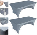 Eurmax USA 2-Pack Spandex Table Cover 6 ft. Fitted 30+ Colors Polyester Tablecloth Stretch Spandex Table Cover-Table Toppers,6 FT Table Cover Open Back (Silver Gray) by Eurmax