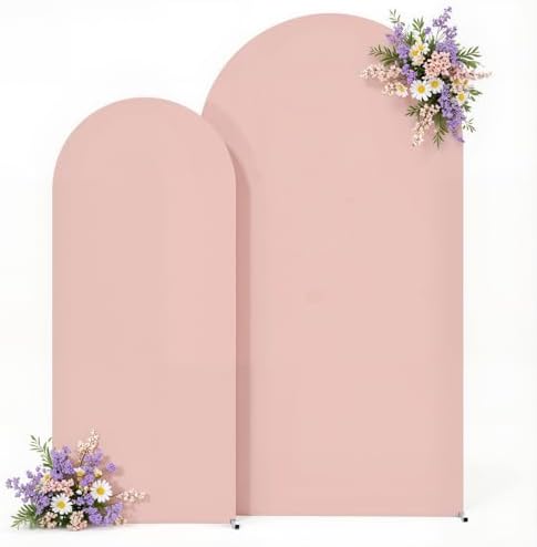 7.2FT 6FT Arch Backdrop Cover for Wedding, Set of 2 Stretchy Spandex Fitted Arch Stand Cover for Baby Shower, Birthday Party Decor, Chiara Backdrop Cover with Double-Sided Design(Dusty Pink) - Image 4