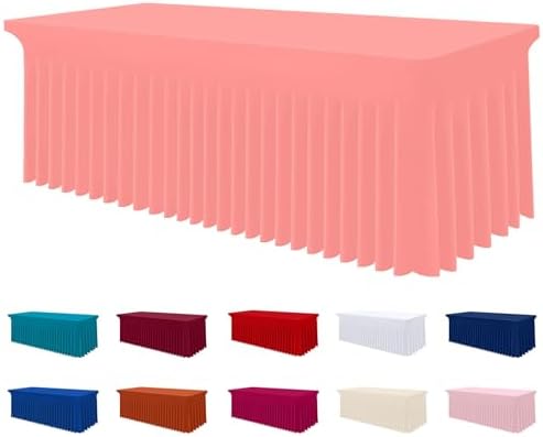 Smiry Spandex Elastic Fitted Table Cloth Skirt for 8FT Rectangle Table by Smiry
