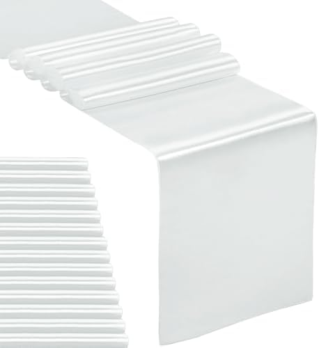 15-Pack Satin Table Runner Silver 12 x 108 inches Long, Table Runners for Wedding, Birthday Parties, Banquets Decorations（15 Pack, 12x108 Inch, Silver） by Hahuho