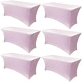 Obstal 6 Pack Stretch Spandex Table Covers for 6 Foot Tables, Pink by Obstal