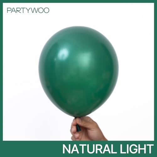 PartyWoo Pearl Dark Green Balloons 140pcs Pearl Emerald Hunter Forest Green - Image 2