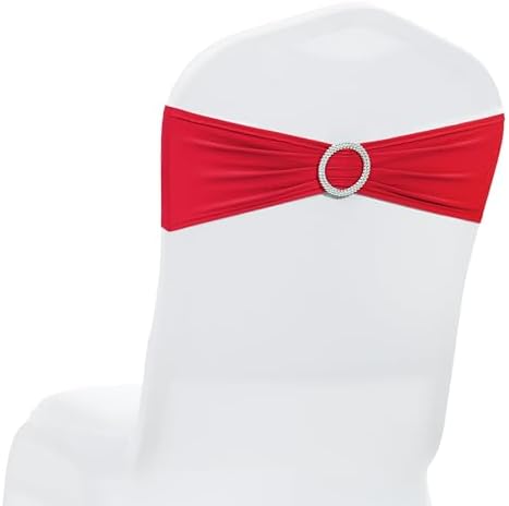 MDS Pack of 125 Spandex Chair Sashes for Wedding Party & Event – Red by MDS